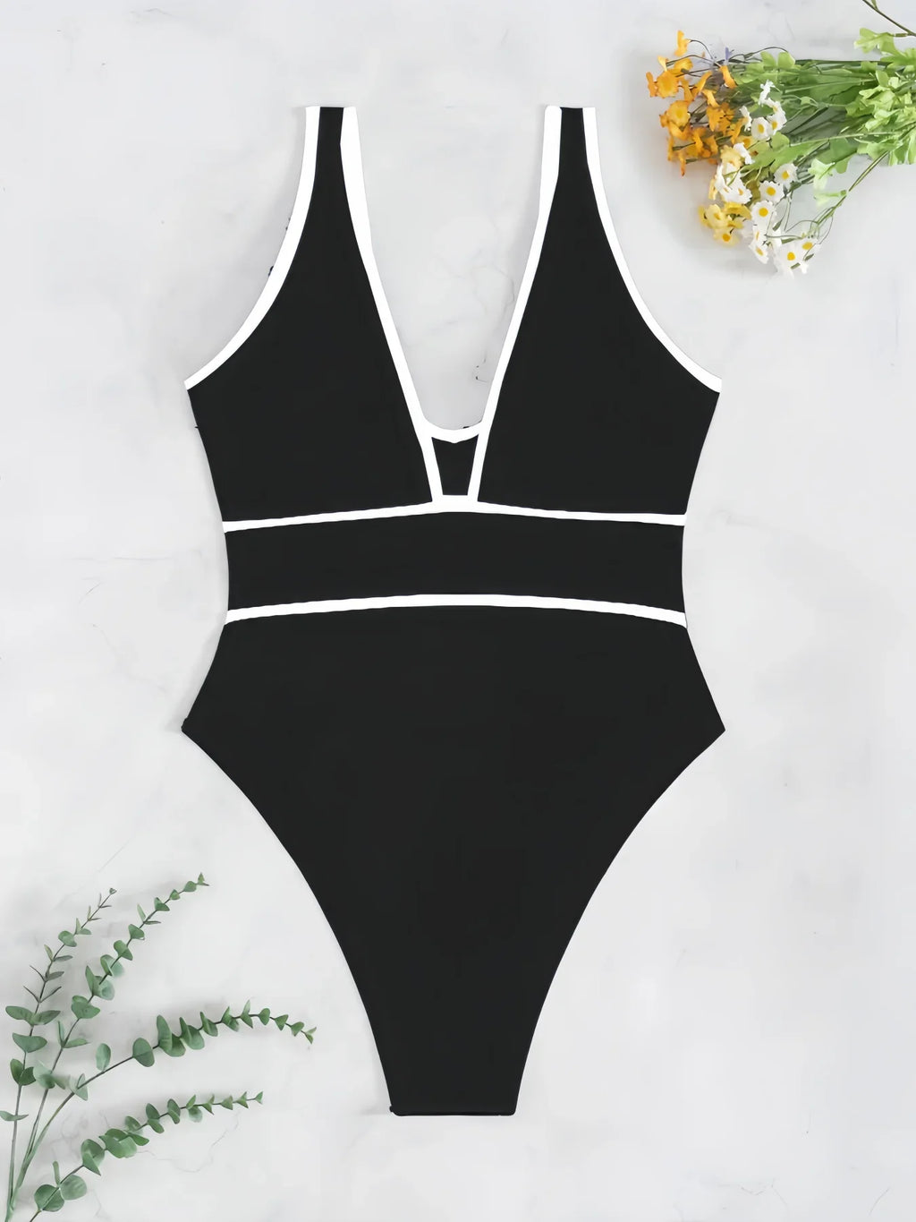 2026 V-neck Vintage Swimsuit One Piece Solid Slim Swimwear Women Bathers Bathing Swimming Swim Suit Female Beachwear
