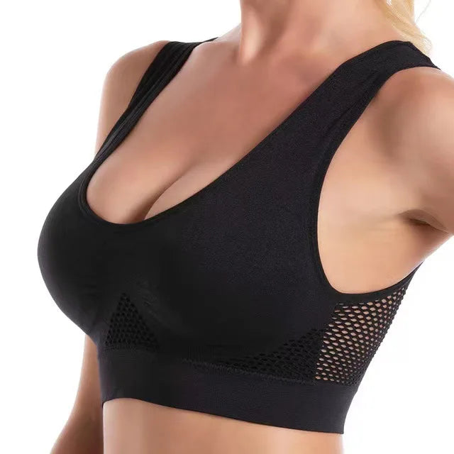 M-6XL Women Hollow Out Fitness Yoga Sports Bra For Running Gym Padded push up Seamless Top Athletic Vest brassiere
