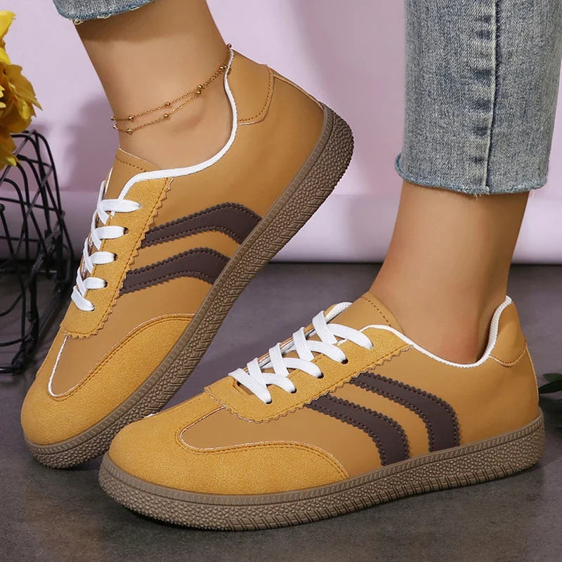 2026 Women's Flats Round Toe Lace-Up Platform German Training Shoes Women Comfy Plus Size 43 Non Slip Soft Sole Sneakers Woman