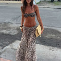 Sexy Women Bikini Printed Swimwear 3Pc Deep V Swimsuit Long Skirt Push Up Biquini Female Fashion Bathing Suit Slimming Beachwear