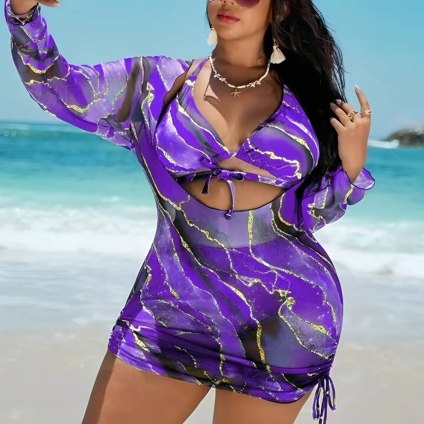 2026 Large Plus Size Bikini High Waist Swimsuit Women With Tops 3 Pieces Swimwear Female Bathers Bathing Swimming Swim Suit  4XL
