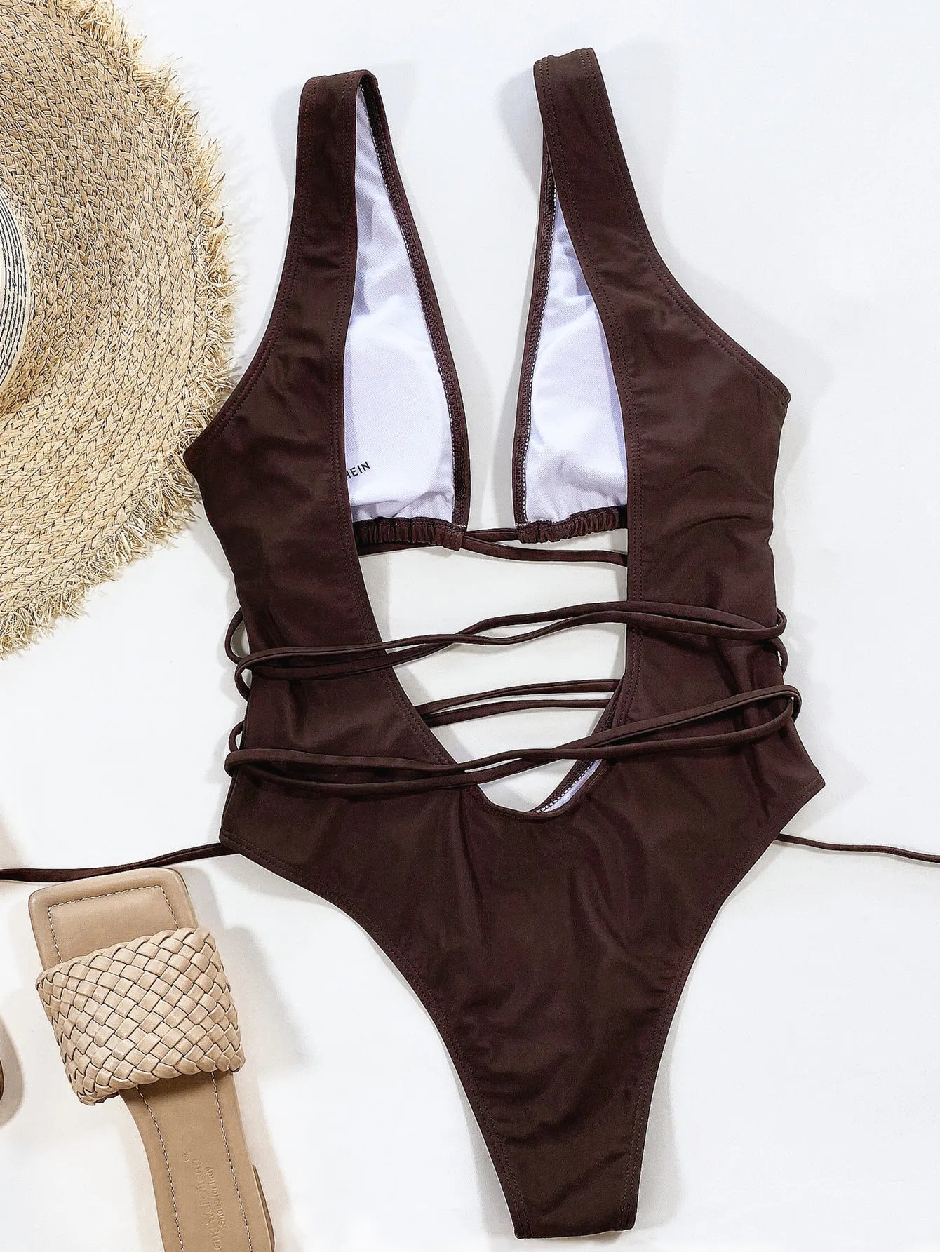 Deep V Neck Wrap Around High Cut Women Swimwear One Piece Swimsuit Female Monikini Tummy Cut Out Bathing Suit Swim Beach Wear