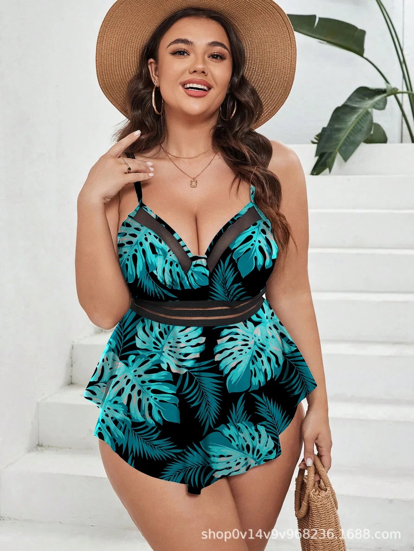 VigoJany 2026 Solid Patchwork Plus Size Tankini Women Push Up High Waist Big 2 Piece Swimsuit Backless Beach Large Bathing Suit