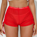 New Mesh Transparent High Waist Elastic Casual Shorts Sports Shorts For Women Wrinkle Drawstring Binding Charming Elegant FSKK