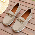 Fashion Metal Chain Soft Sole Flats Shoes Women Spring Autumn Pu Leather Platform Loafers Woman Slip On Non Slip Casual Shoes