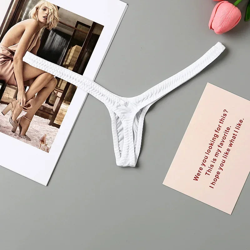 4PCS Thong Sexy Low Waist Mini Panties Deep V Thong Women's Breathable One Line Bikini Bottom Thong Female Panty Women Underwear