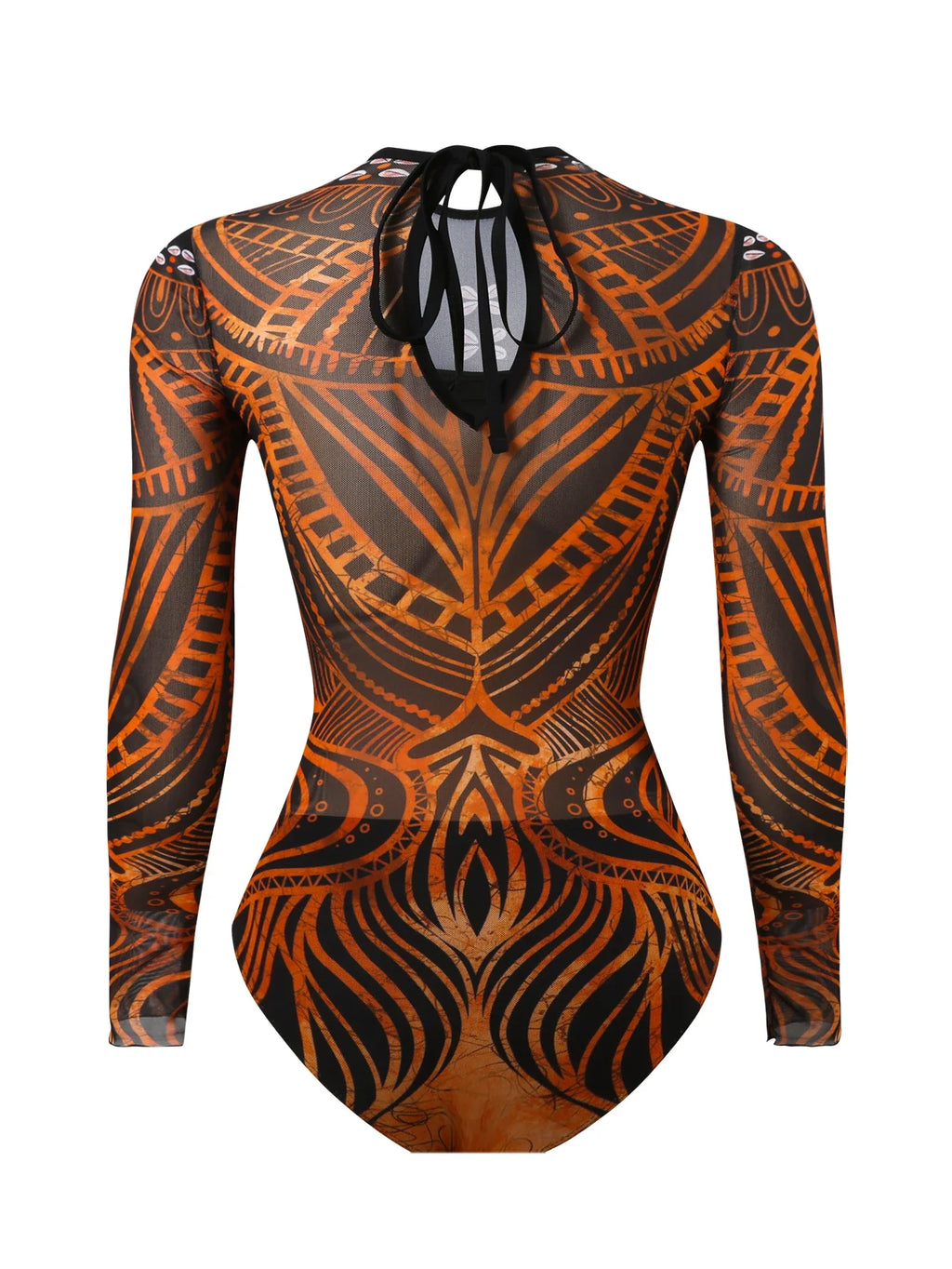 2026 Printed Mesh Swimsuit One Piece & Beach Dress Long Sleeves Swimwear Women Bathing Swimming Swim Suit Padded Beachwear