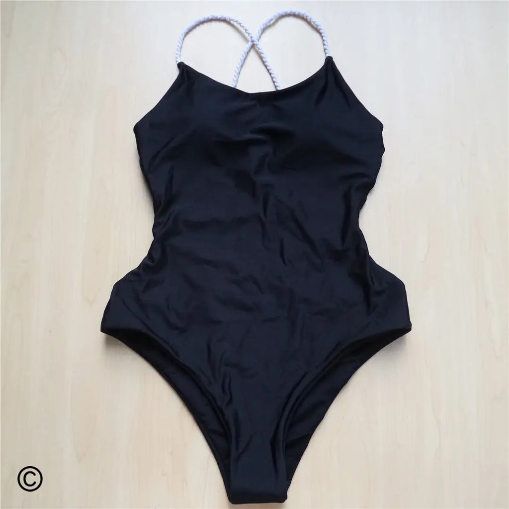 7 Colors 2025 Braided Strap Cross Back Sexy One Piece Swimsuit Women Swimwear Female Bather Bathing Suit Swim Lady V127