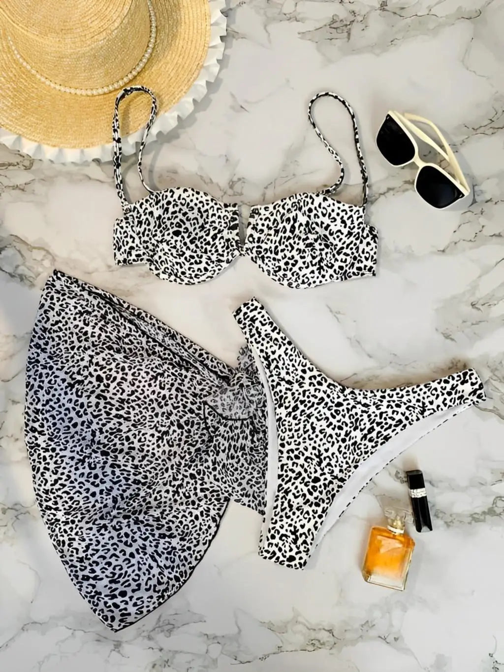 3 Pieces Leopard Push Up Bikini 2026 Women & Skirt V-Wire Swimsuit Sexy Swimwear Female Bathers Bathing Swimming Swim Suit