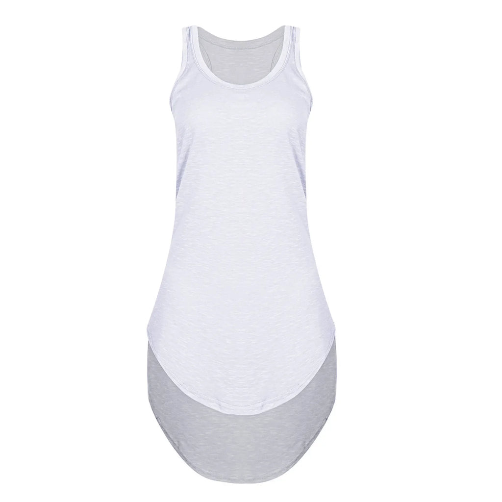 Women's Summer Dresses Casual Women Summer Plus Size Tank Dresses Solid Color Mini Dress U Neck Cotton Women Bridal Shower Dress