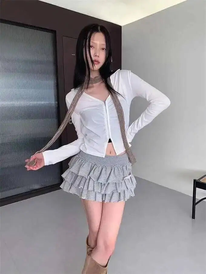 Sweet And Spicy Ballet F-length Skirt With Elastic Waist And Lace Hem Flared Cake-aped Ort Skirt For Young Women 8PO5