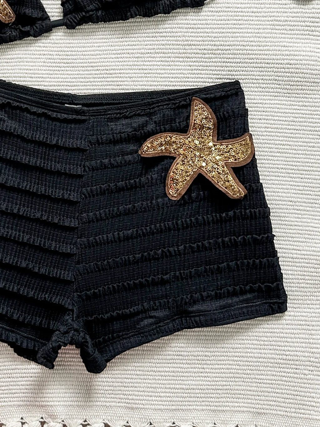 Vintage Two Piece Bikini Set 2026 Women White Black Starfish Ornament Push Up High Waist Swimsuit Holiday Bathing Suit Swimwear