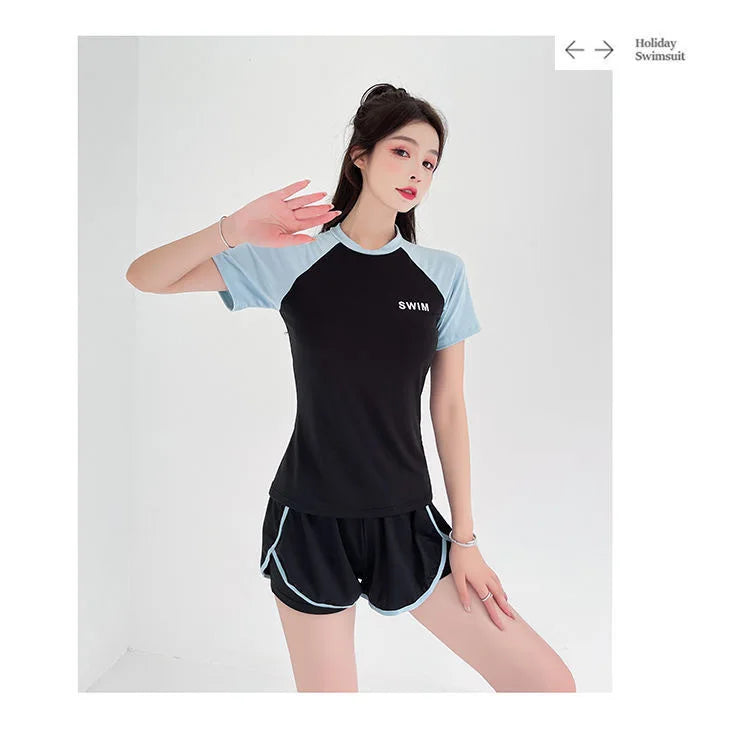 Swimsuit Women's Two-piece Split Sports Style Student Conservative Cover Belly Slimming Hot Spring Ins Style Plus Size  Swimsuit