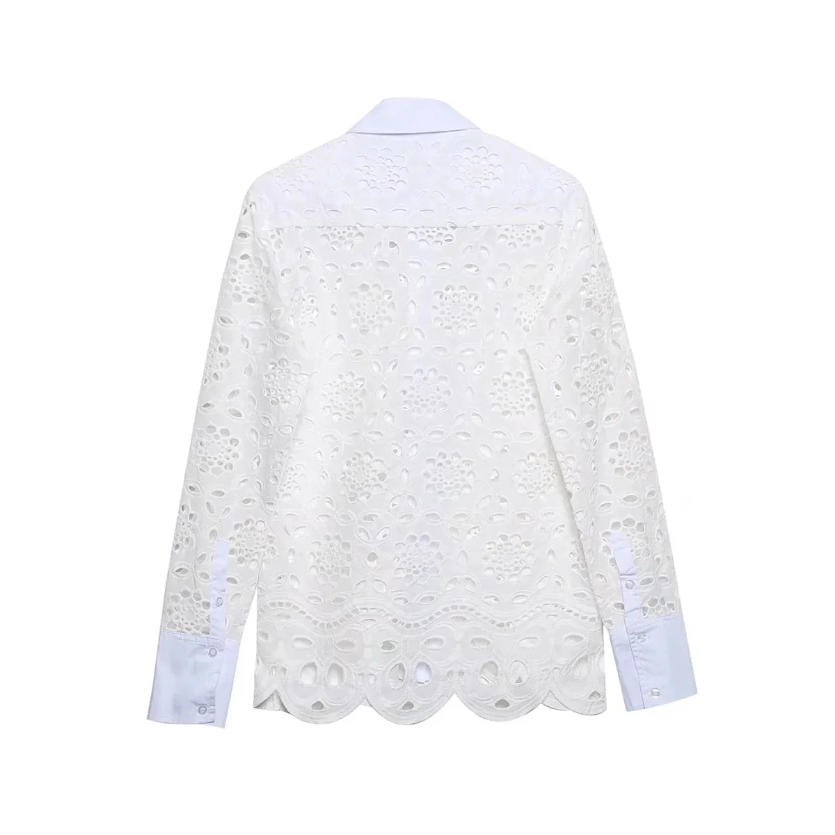 Spring Women Summer White Lace Dress Set Hollow Out Embroidery Shirt Skirt 2 Pcs Robe Outfits Single Breasting Cotton Maxi Dress