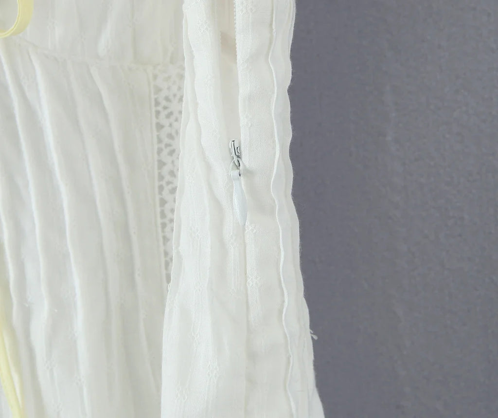 White Lace Dress Summer Women's Dress Bowknot Back Tie Up Short Beach Vestidos Female Sleeveless Mini Casual Cotton Dress 2025