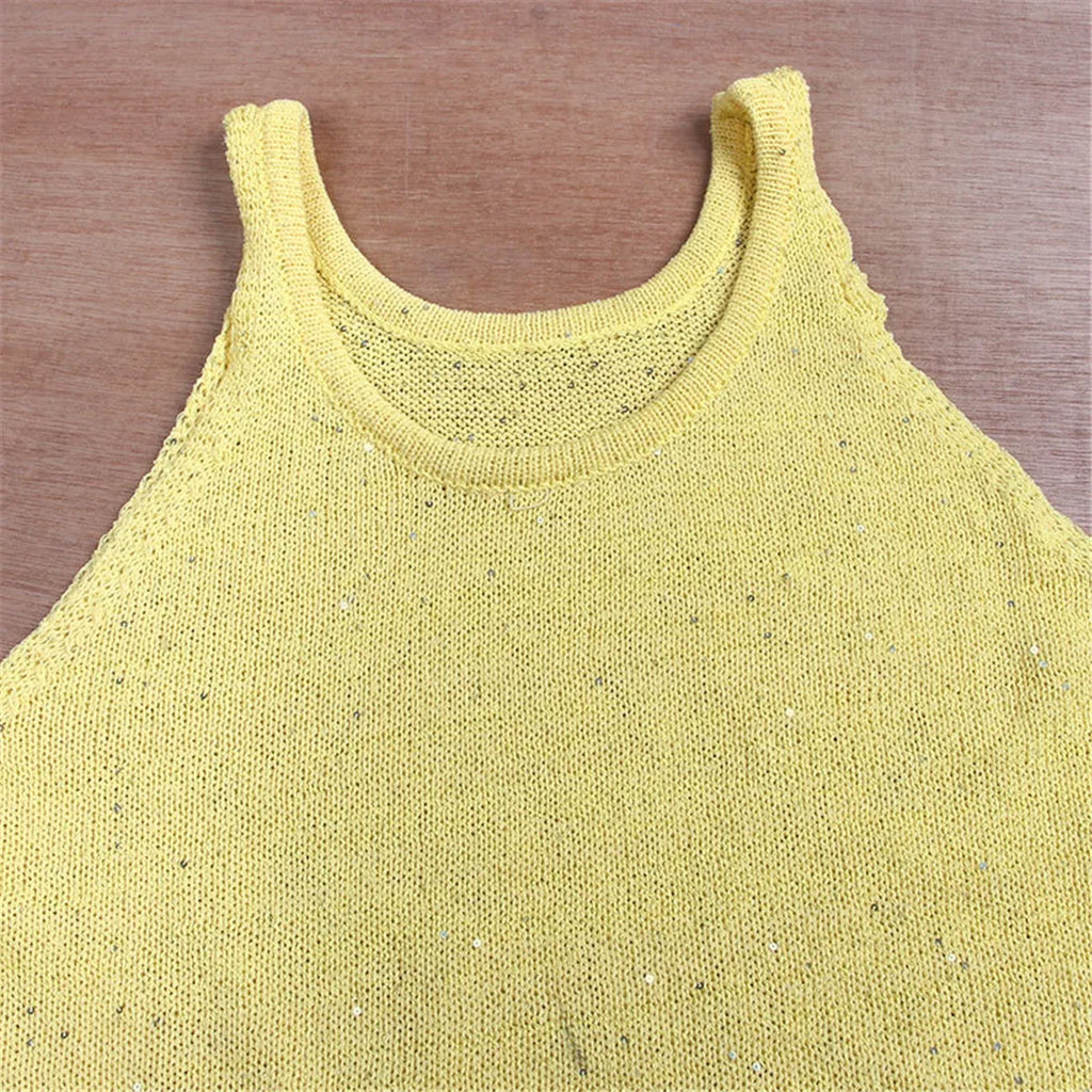 S - XL Sparkling Sleeveless Crochet Knitted Tunic Beach Cover Up Cover-ups Beach Dress Beach Wear Beachwear Female Women V6796