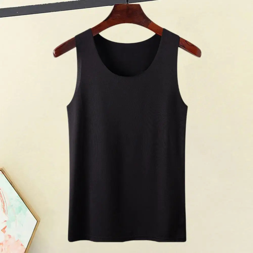Women Bottoming Vest Sleeveless Ice Silk Seamless Stretchy Round Neck Dry Dry Cooling Camisole Summer Office Vacation Basic Top