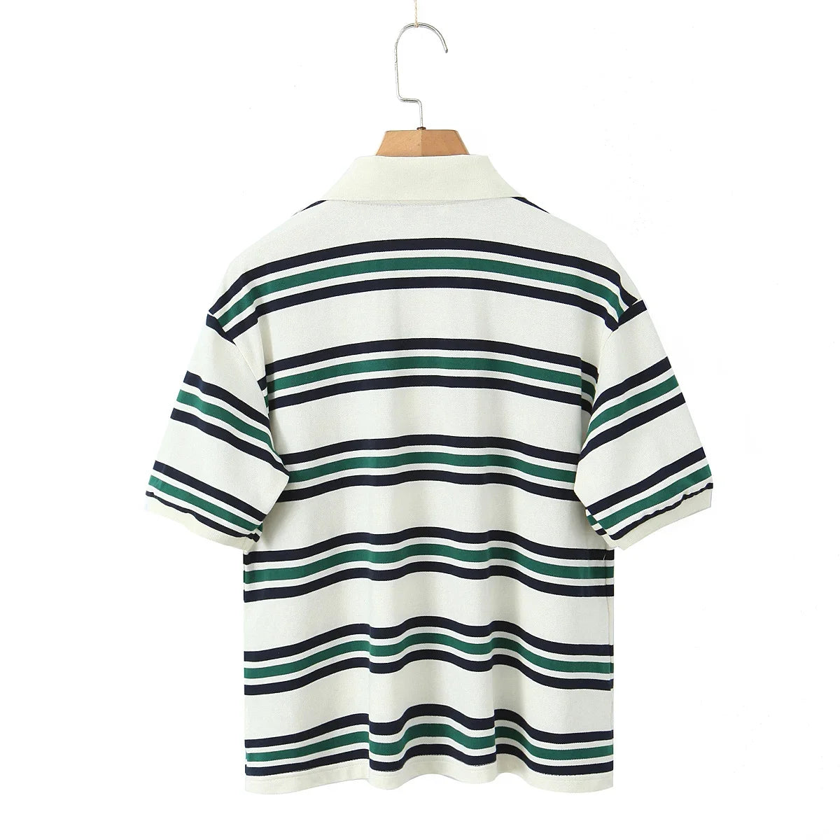 Foridol Burgundy Striped Casual Women T-shirt Summer Loose Polo Shirts Buttons New Female Tops Blouse White Tops Spring Shirt