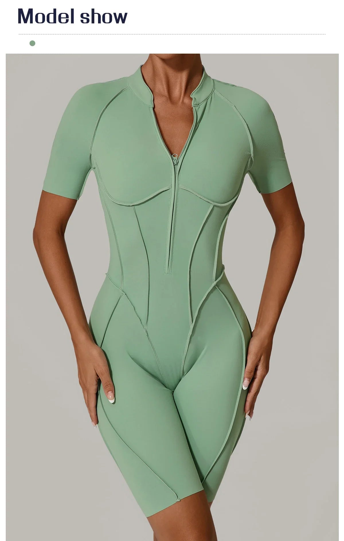 Summer Zipper Workout Jumpsuit Sports Overalls Women Running Fitness Short Sleeve Yoga Bodysuit