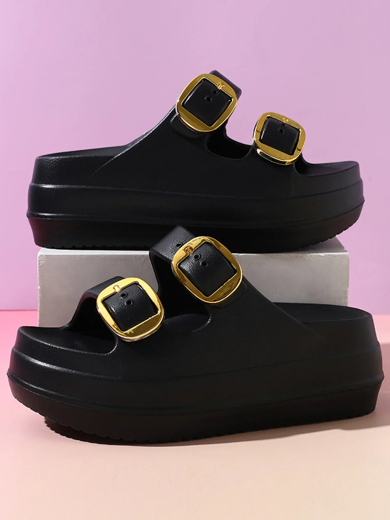 Women Platform Slippers Indoor Street Summer Shoes Solid Color Thick Sole Anti Slip Female Home Beach Slides Slip On Sandals