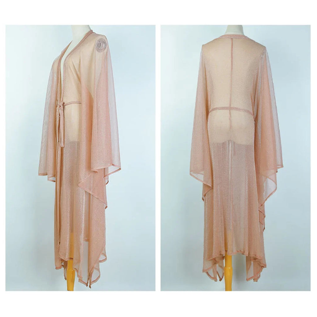 3 Colors Sexy Glitter Mesh Sheer See Through Tunic Beach Cover Up Cover-ups Beach Dress Beach Wear Beachwear Female Women V3217