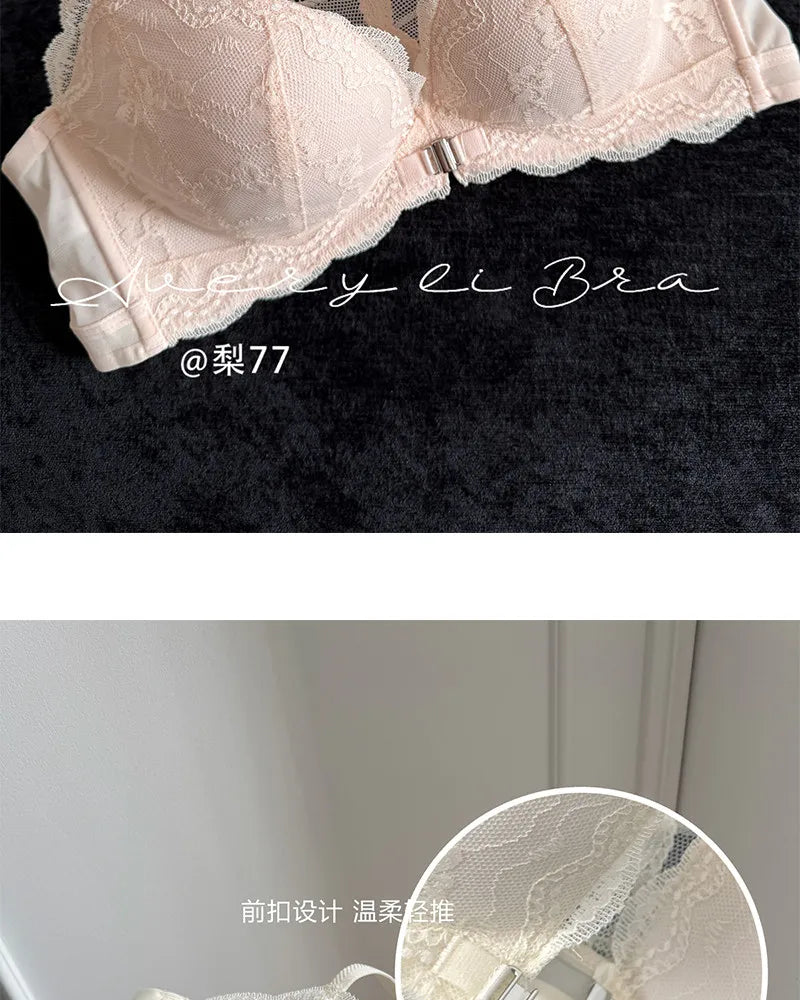 Summer Nouvelle Tendance! Soutien-Gorge Push Up à Fermeture Avant - Bretelles Dentelle Dos, Bralette Légère pour Petite Poitrine