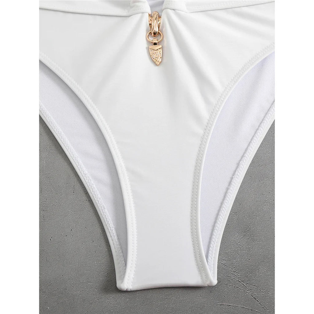 2026 Halter Cut Out High Waist Bikini Female Swimsuit Women Swimwear Two-pieces Bikini set Padded Bather Bathing Suit Swim V6256
