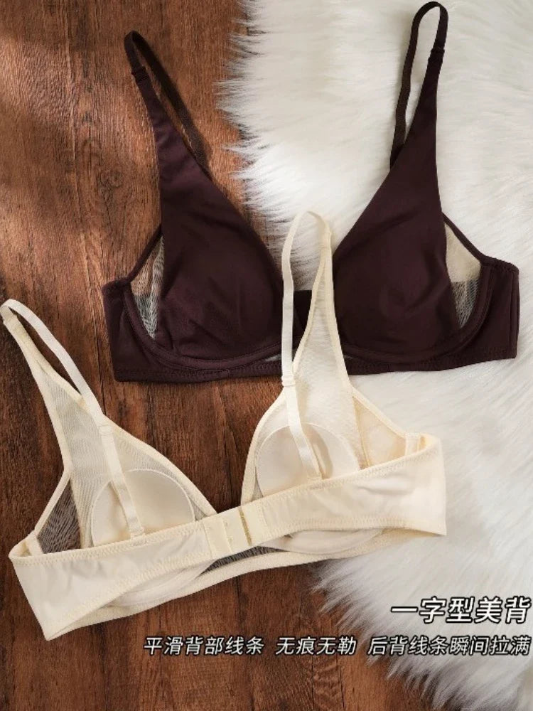 Elegant Deep V Rabbit Ear Bra 2026, Wireless Invisible Summer Bralette, Breathable Comfort Bra for Small Chest, Sophisticated