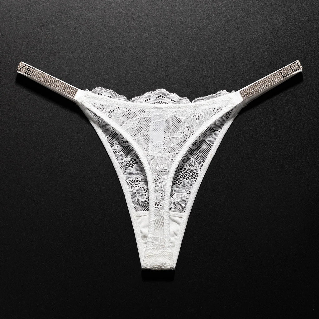 Lace Sexy Girls Women Panties Seamless Underwear Rhinestone G String Letter Transparent Thong For Female Low Rise Ladies Briefs