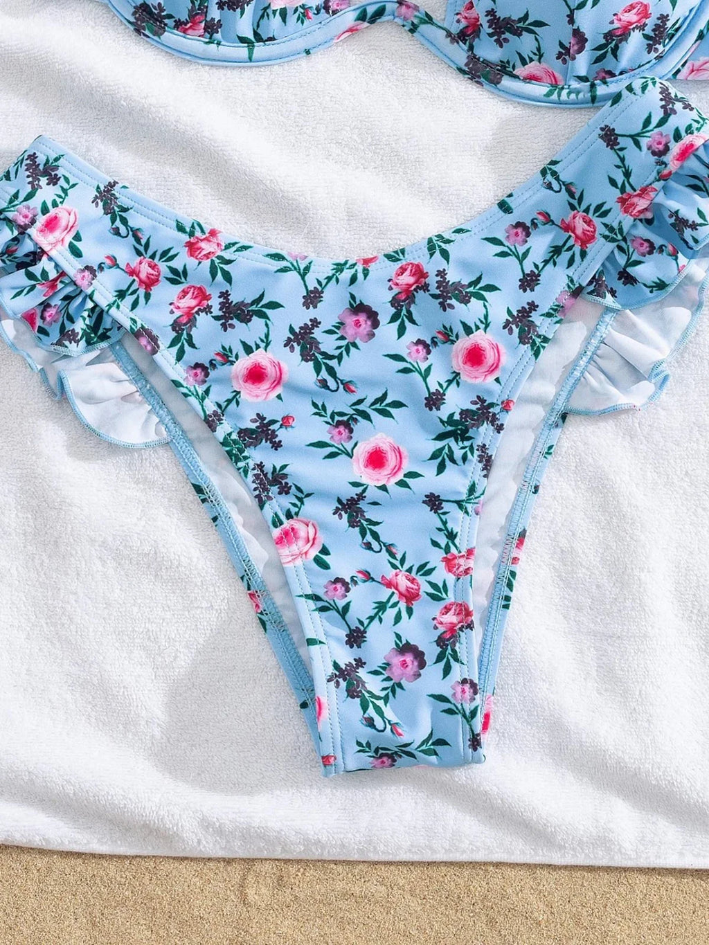Sexy Green Floral Print Bikini Set 2025 Women Ruffles Push Up Underwire Micro Swimsuit Summer Bathing Suit Two Piece Swimwear