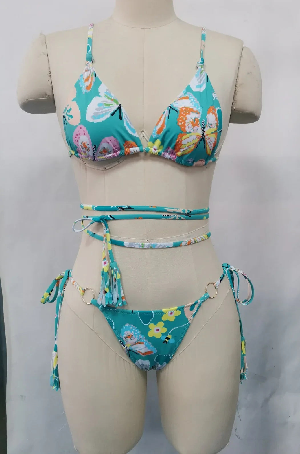 Print Triangle Bikini Set Women Split Swimwear Sexy Bandage Design Micro Bikini Beachwear Summer New Lady Swimming Bathing Suit