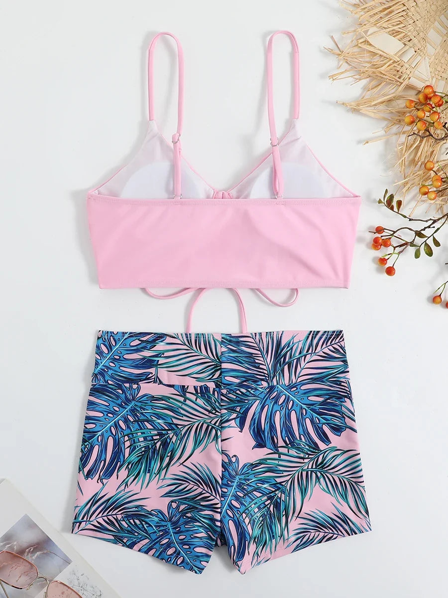Drawstring Front Shorts Bikinis 2026 High Waist Swimsuit Women Swimwear Female Bathers Bathing Swimming Swim Suit Beachwear