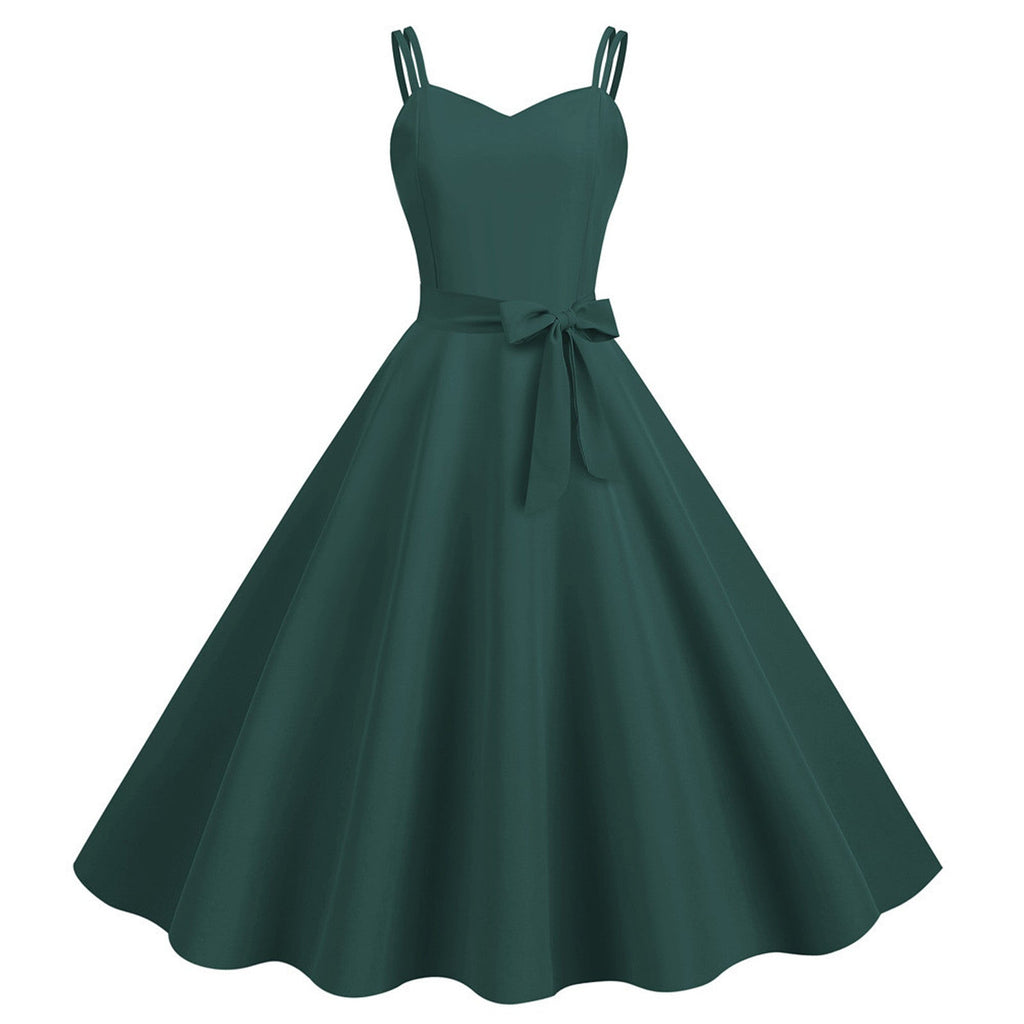 Womens Sleeveless Dress 1950s Housewife Evening Party Prom Dress Temperament Womens Dresses Female Holiday Loose Beach Dresses