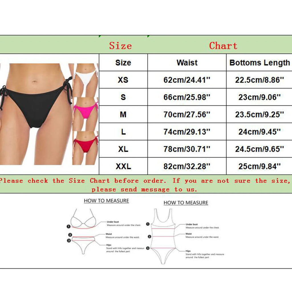 Women Summer Side Tie Bikini Bottoms Triangle Cut Swimwear Quick Dry Solid Color Beachwear For Pool Vacation Swimming Trunks