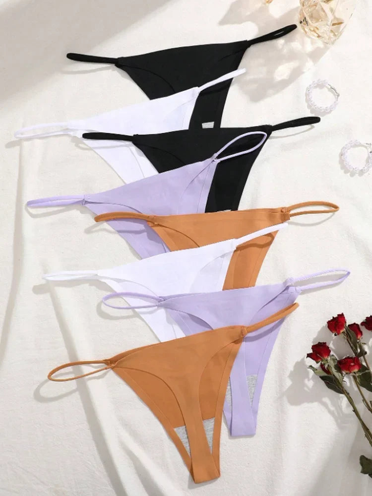 8Pcs/Set Seamless Thong Women Invisible Thin Strap Low Waist High Stretch Flexibility Panties Sexy Underwear Briefs T-back
