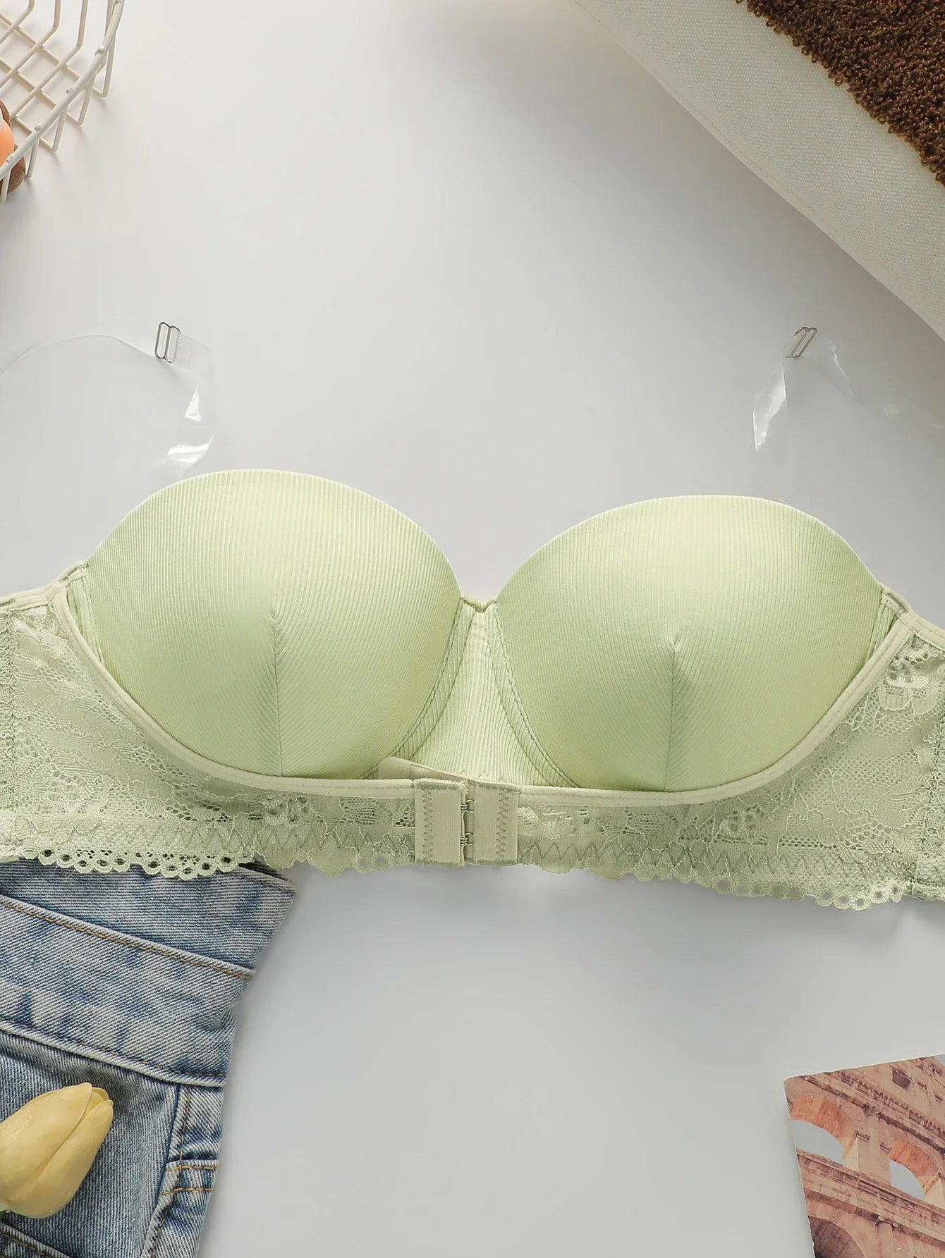 Women's Sexy Lace Front-Buckle Bra with Steel Ring Gathered Push-Up Breathable Comfortable Close-Fitting Underwear MR3466