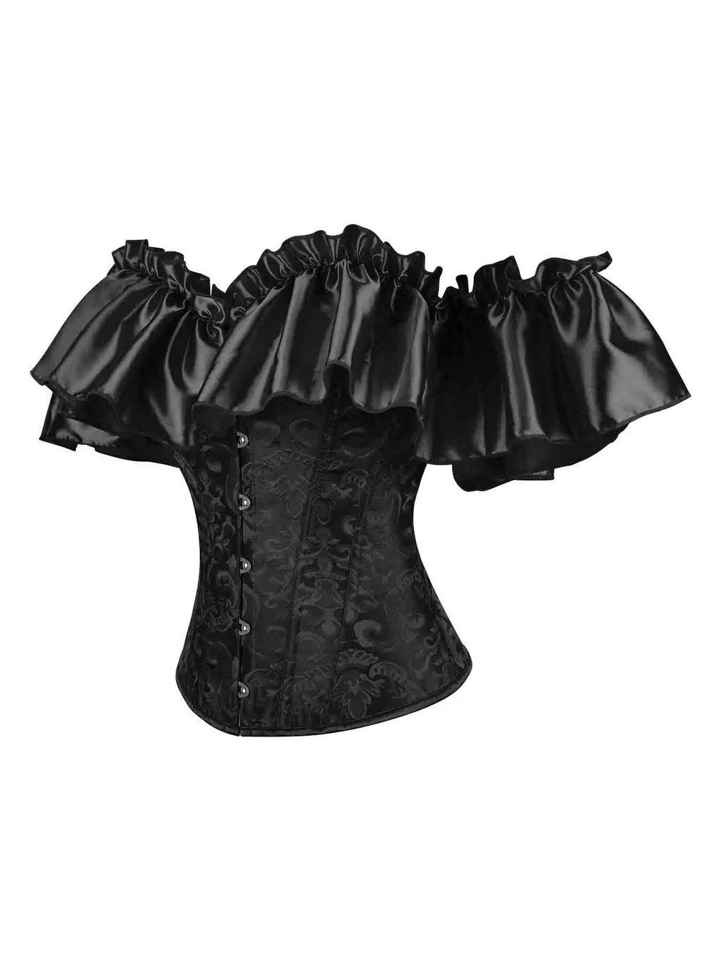 Chest corset with satin ruffled sleeves and waist-tightening palace corset at the back of the shoulder.