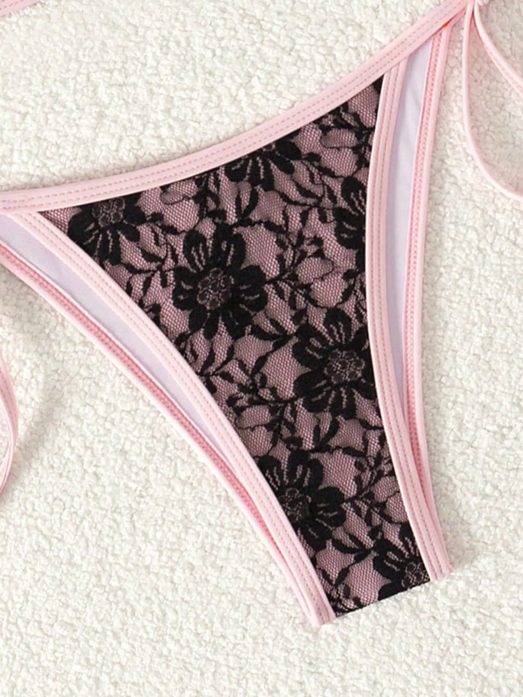 Embroidery Mesh Lace Halter Bikini Female Swimsuit Women Swimwear Two-pieces Bikini Set High Cut Bathing Suit Swim Beach Wear