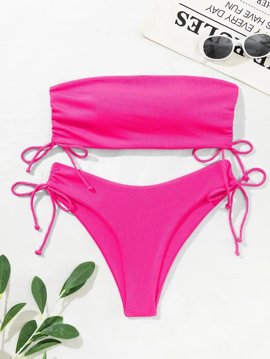 Sexy Bandeau Bikinis 2025 Women Brazilian Swimwear Female Swimsuit Two Pieces Bikini Set Bather Bathing Suits Girls Beach Wear