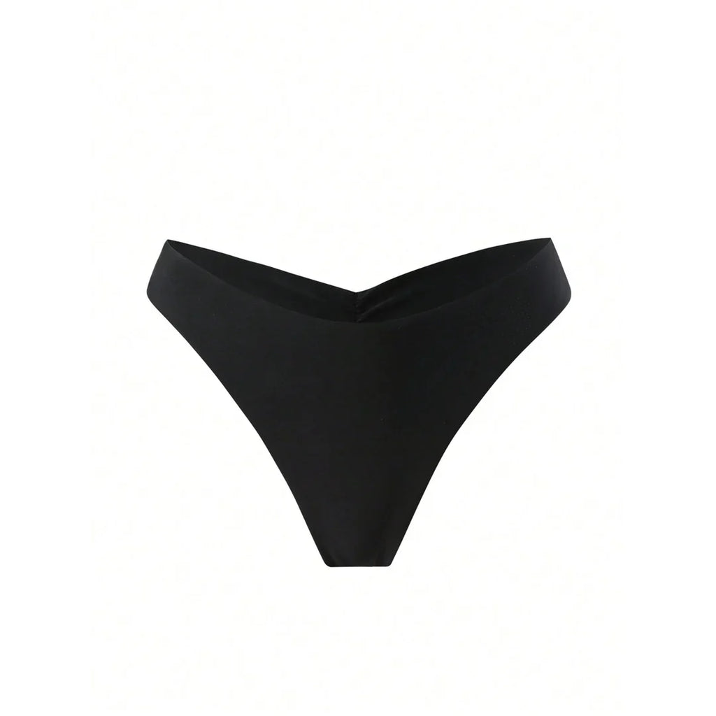 S - XL Black Scrunch Butt Thong Bikini Bottom Swim Brief Women Swimwear Female Bather Brazilian Tanga Panties Underwear V6864