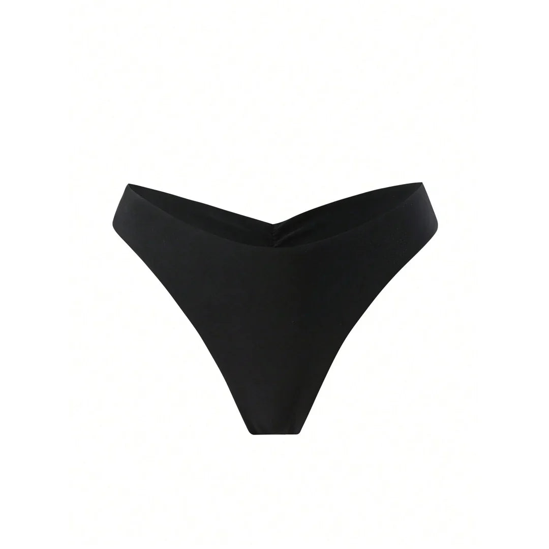 S - XL Black Scrunch Butt Thong Bikini Bottom Swim Brief Women Swimwear Female Bather Brazilian Tanga Panties Underwear V6864