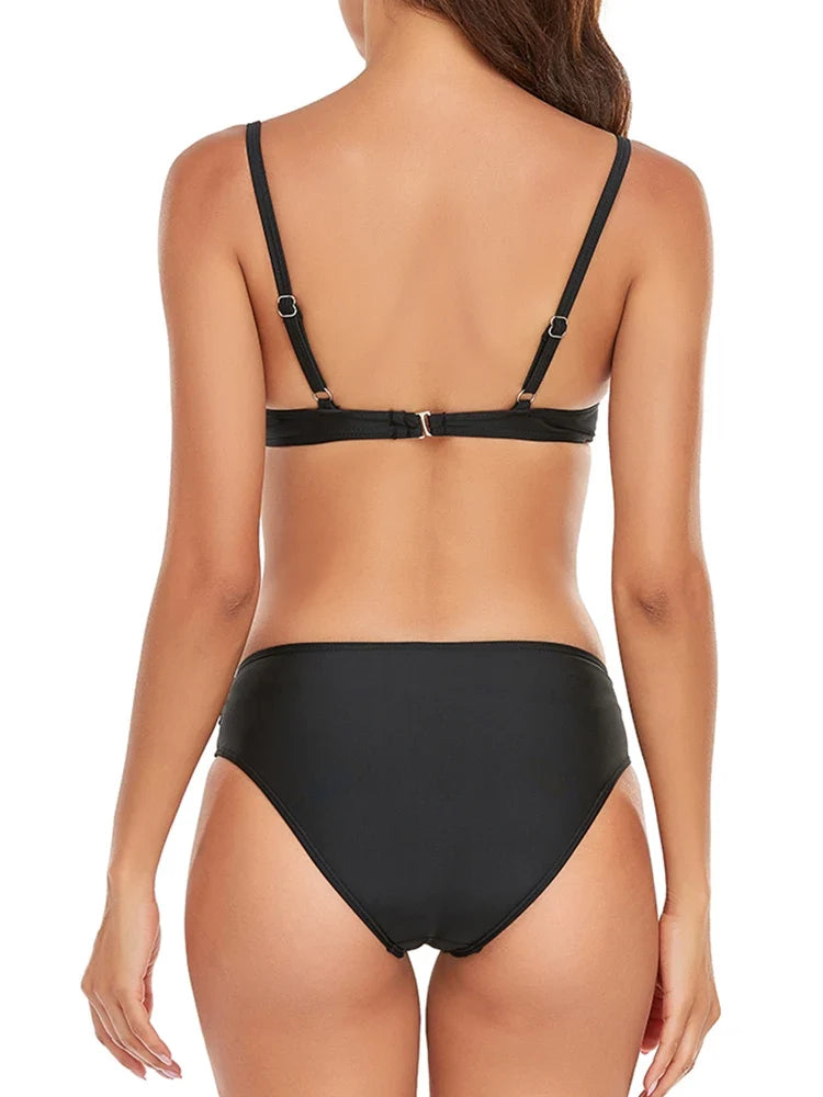 Push Up Bikini Set 2026 Women Underwire Swimsuit Solid Swimwear Female Bathing Suit Bathers Swimming Summer Beachwear