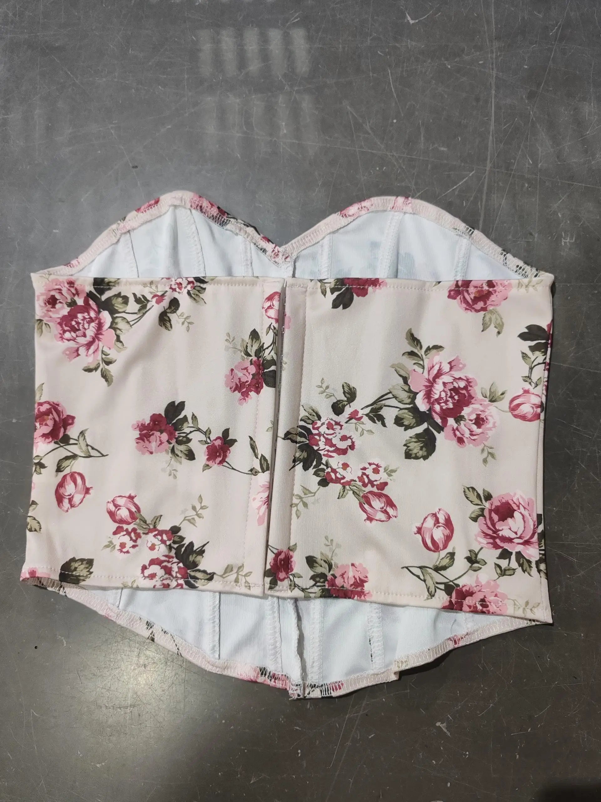 Summer Women Floral Y2K Crop Tops Printed Sleeveless Fishbone Corset Woman Sexy Backless Slim Strapless Streetwear Camisole
