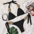5 Colors Sexy Bikini Women Solid Hand-woven Knot Swimwear Swimsuit Female Bandage Halter Beach Bikini Set Bathing Suit Banadores