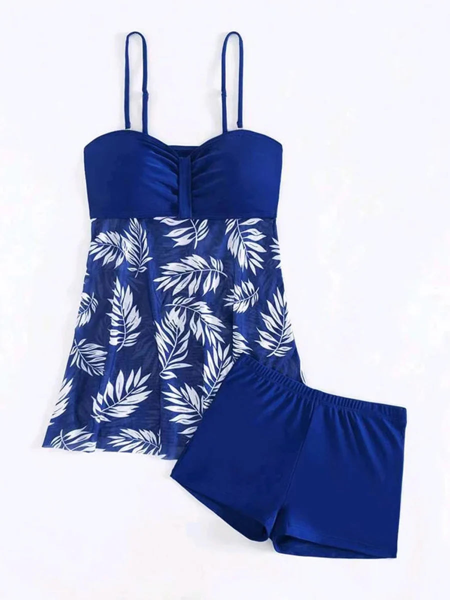 2026 Short Dress Tankini With Shorts Swimsuit Women Swimwear Female Padded Printed Bathing Swim Suit Swimming Beachwear Summer