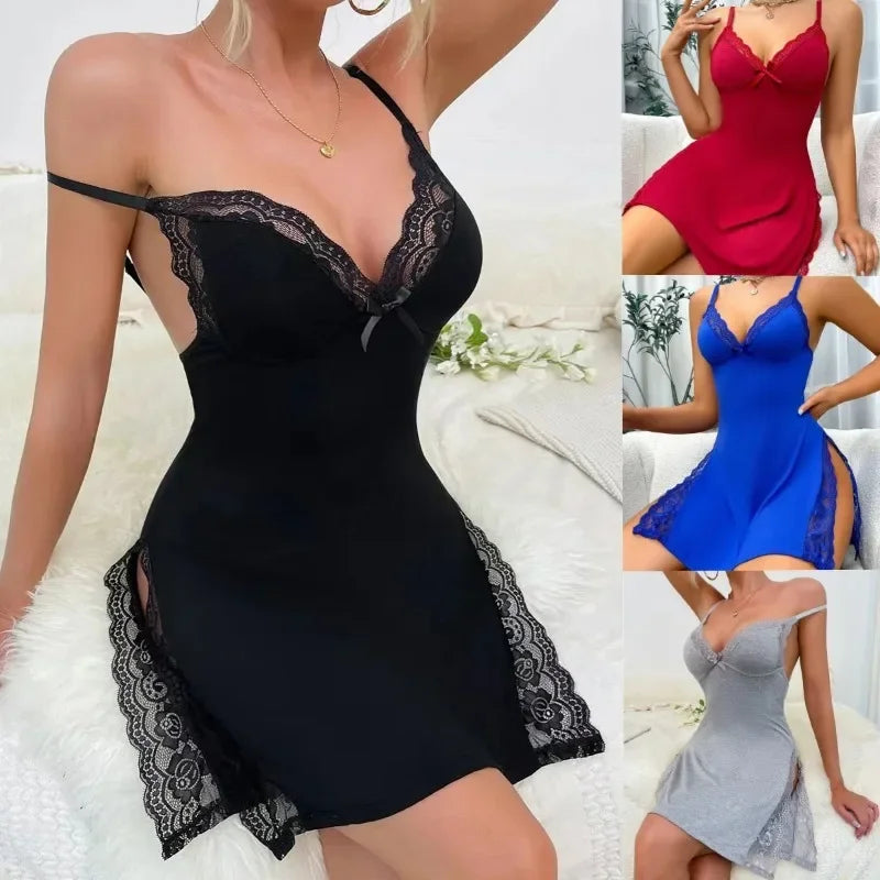 2026 Women's European And American Style Slit Dress Homewear Pajamas Pure Desire New Arrival Comfortable Sleepwear