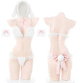 Bunny Girl Cosplay Sweater Underwear Women Sexy Lingerie White Plush Rabbit Ear Bra and Panties Suit Exotic Outfits Costumes