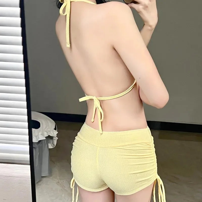 New Swimsuit for Women, Split Long Sleeved Sun Protection, Fresh and Sweet, Pure Desire, Beach Three Piece Swimsuit Set