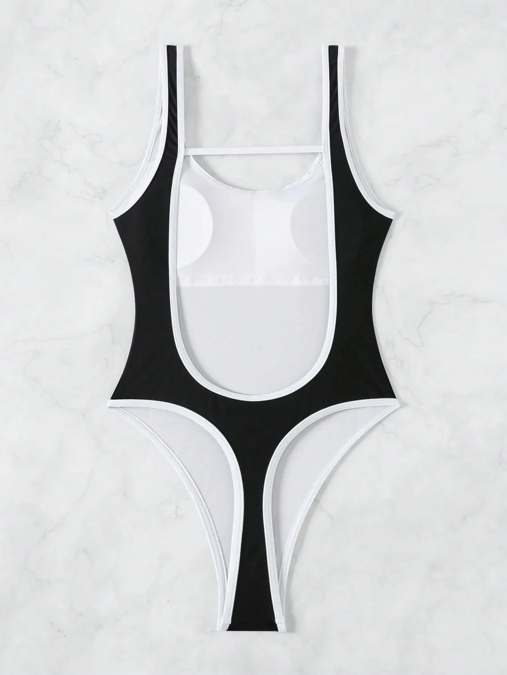 Sexy Black Patchwork One Piece Swimsuit Women Hollow Out Backless Slim Thong Swimwear 2025 Beach Bathing Suit Holiday Monokini