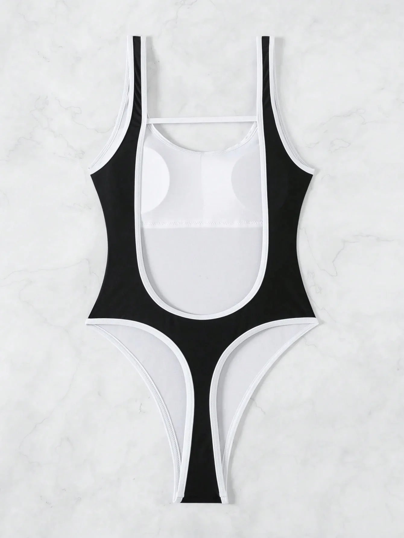 Sexy Black Patchwork One Piece Swimsuit Women Hollow Out Backless Slim Thong Swimwear 2025 Beach Bathing Suit Holiday Monokini